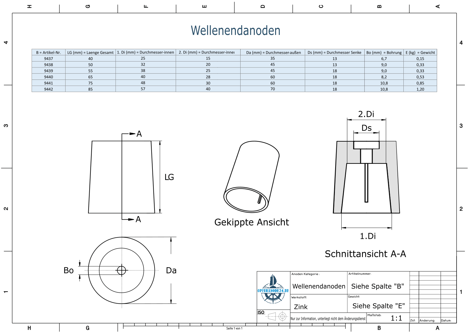 Wellenendanode baugleich zu Vetus mit Keil 100 mm (Zink) | 9459 – Bild 2