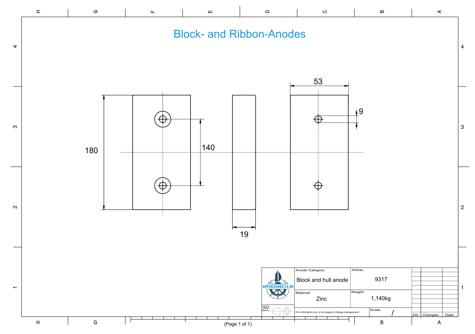 Block- und Rumpfanoden Block L180/140 (Zink) | 9317 – Bild 2