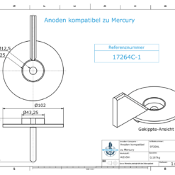 Anoden kompatibel zu Mercury | Trimmanode-AB 17264C1 (AlZn5In) | 9720AL – Bild 2
