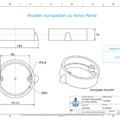 Anodi compatibili con Volvo Penta | Anodo ad anello 290 / Duo-Prop 875821 (AlZn5In) | 9203AL