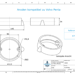 Anodi compatibili con Volvo Penta | Anodo ad anello 290 / Duo-Prop 875821 (Zinco) | 9203