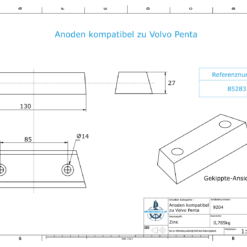 Anodes compatible to Volvo Penta | Block-Anode 290 / Duo-Prop 852835 (Zinc) | 9204