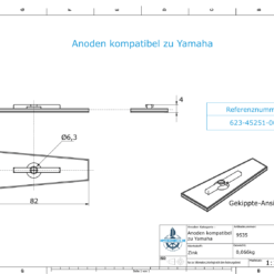 Anodes compatible to Yamaha and Yanmar | Anode 9,5 15 PS 623-45251-00 (Zinc) | 9535