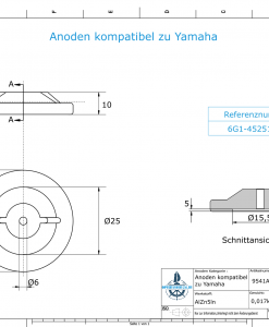 Anodes compatible to Yamaha and Yanmar | Disk-Anode 6G1-45251-00 (AlZn5In) | 9541AL