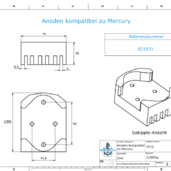 Anodi compatibili con Mercury | Anodes de bloc 821631 (Zinco) | 9712