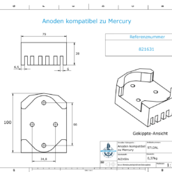 Anodi compatibili con Mercury | Anodes de bloc 821631 (AlZn5In) | 9712AL