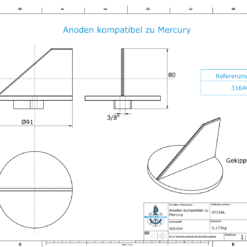 Anodi compatibili con Mercury | Anodo di rifinitura 40 31640 (AlZn5In) | 9715AL