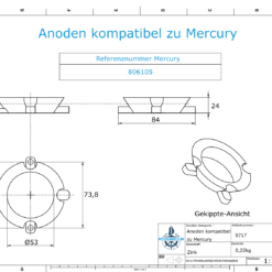 Anodi compatibili con Mercury | Anodo ad anello 806105 (Zinco) | 9717