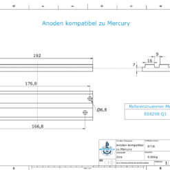 Anodes compatible to Mercury | Mariner-Anode 818298 Q1 (Zinc) | 9718