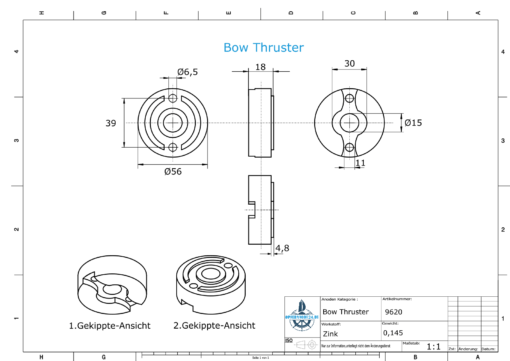 Bow Thruster BP-1185 75-80-95 Kgf (Zinc) | 9620