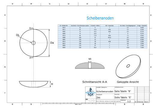 Disk-Anodes Ø 100mm | hole (Zinc) | 9801