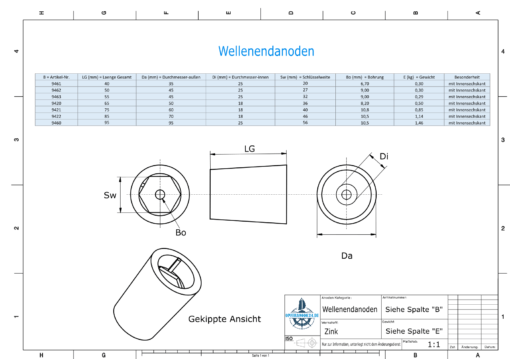 Shaftend-Anodes with hexagon socket SW56 (Zinc) | 9460