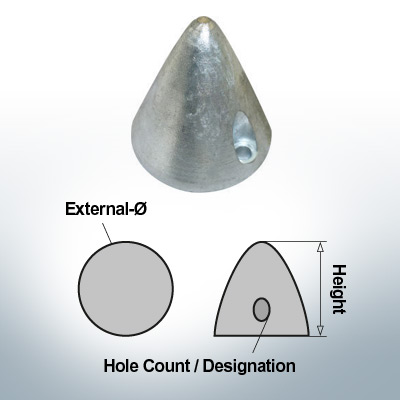 Two-Hole-Caps | Boy-Prop Ø58/H58 (AlZn5In) | 9425AL
