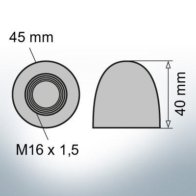 Nut-Caps M16x1,5 Ø45/H40 (Zinc) | 9450