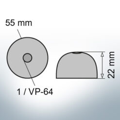 One-Hole-Caps | suitable for VP-64 Ø55/H22 (Zinc) | 9451