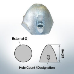Three-Hole-Caps | suitable for Foldprop Engl. Ø68/H45 (Zinc) | 9454