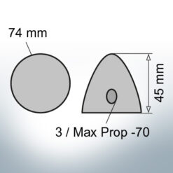 Three-Hole-Caps | Max Prop -70 Ø74/H45 (AlZn5In) | 9601AL
