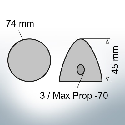 Three-Hole-Caps | Max Prop -70 Ø74/H45 (AlZn5In) | 9601AL