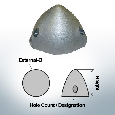 Three-Hole-Caps | Max Prop 100 Ø100/H66 (AlZn5In) | 9603AL