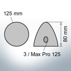 Three-Hole-Caps | Max Prop 125 Ø125/H80 (Zinc) | 9604