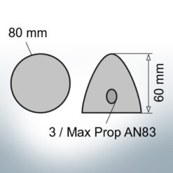 Three-Hole-Caps | Max Prop AN83 Ø80/H60 (AlZn5In) | 9608AL