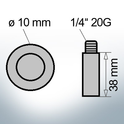 Anodes à ergot 1/4'' 20G Ø10/L38 (Zink) | 9110