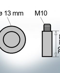 Bolt-Anodes M10 Ø13/L70 (AlZn5In) | 9142AL