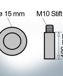 Bolt-Anodes M10 Stift Ø15/L100 (AlZn5In) | 9154AL