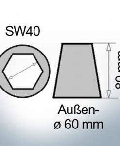 Shaftend-Anodes with hexagon socket SW40 (Zinc) | 9421