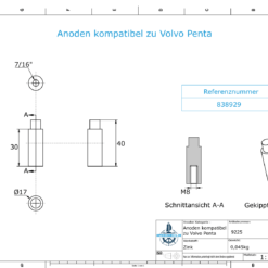 Anodes compatible to Volvo Penta | Bolt-Anode 7/16